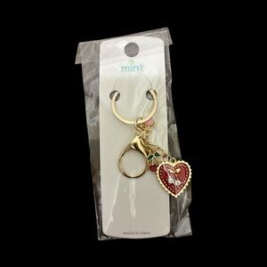 Mint Gold and Red Heart Keychain/Bag charm